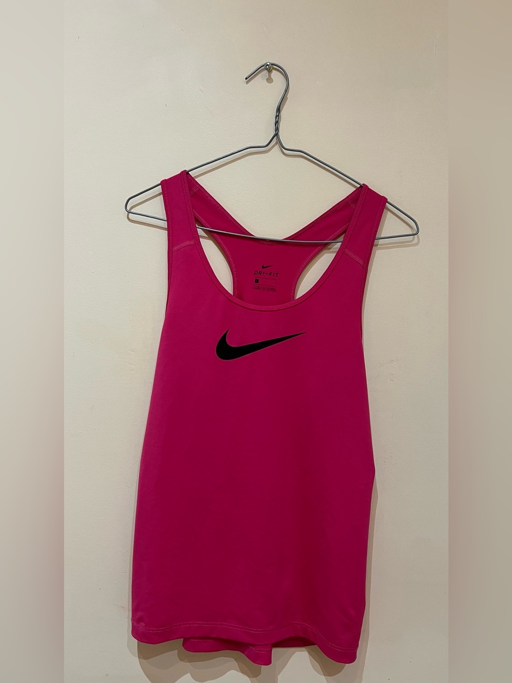 Nike Women’s Hot Pink Racerback Tank with Black Swoosh